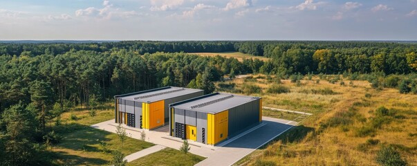 Data center surrounded by greenery