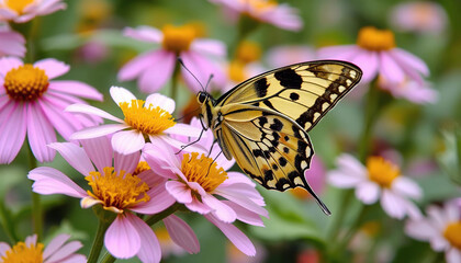 Obraz premium A butterfly is sitting on a flower
