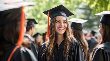 Walking through campus, graduates in black gowns and caps share laughs and memories, taking pictures to capture the moment.