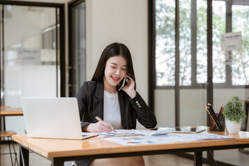 Confident Businesswoman on a Productive Call 