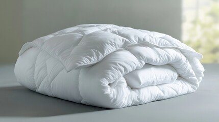 White comforter on table