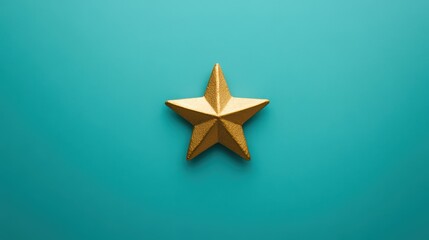 Obraz premium A beautiful golden star against a vibrant turquoise background, perfect for decoration or design purposes.
