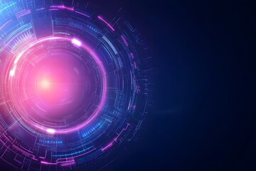 Futuristic Glowing Tech Inspired Abstract Circular Design with Vibrant Gradient for Business Advertising Banner