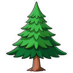 Fototapeta premium Vibrant Green Pine Tree Illustration with Detailed Layers for Nature Themed Designs