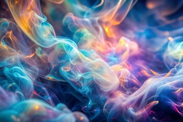 Obraz premium Swirling colorful smoke texture in abstract photography on dark background