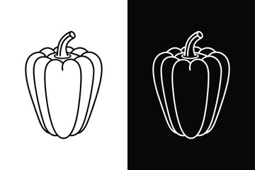 Bell Pepper Icon Design. Clean Line Art for Organic Produce Illustrations