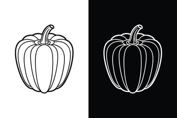 Bell Pepper Icon. Simple Line Design for Organic Vegetables and Fruits