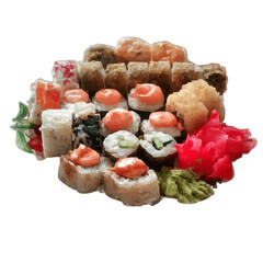 sushi and rolls