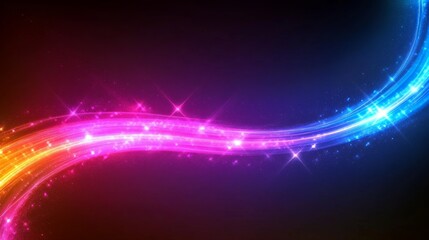 Obraz premium Abstract Light Trails with Colorful Glowing Lines and Stars