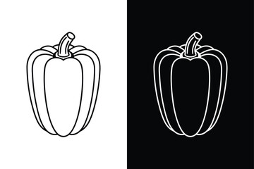 Minimalist Bell Pepper Line Icon. Organic Vegetable Design for Projects