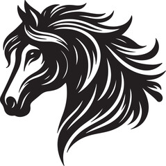 Fototapeta premium Elegant horse head silhouette design on white background for sleek visuals 