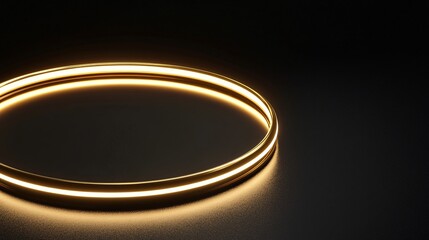 floating golden halo with radiant glow, metallic finish circular border, volumetric lighting effects, premium award design, jet black environment, photorealistic 3d rendering, intricate metal detail,