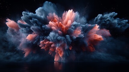 Abstract Blue and Orange Smoke Explosion Background