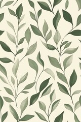 Seamless leaf pattern. Elegant grey green leaf background. Luxurious botanical texture