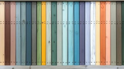 Colorful Wooden Plank Samples for Paint Color Chart or Home Decor