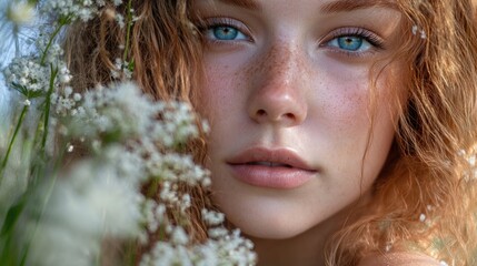 Woman with Freckles Close Up