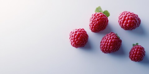 Raspberries on White Surface