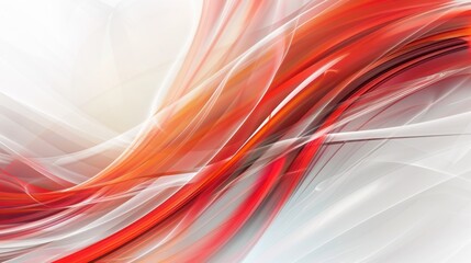 Naklejka premium Abstract Red and White Flowing Lines with Orange Glow