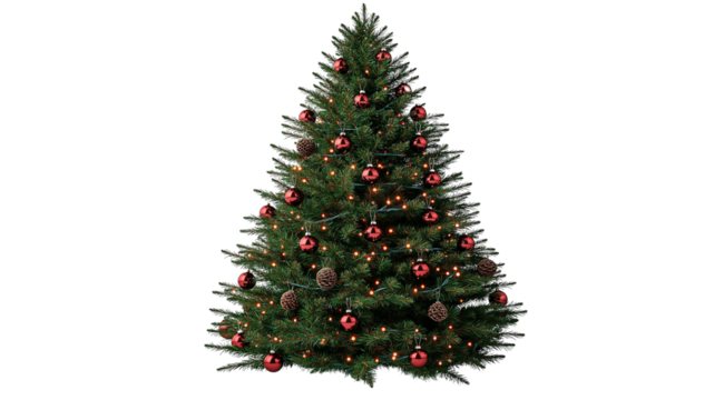 PNG, Christmas tree isolated on white background, created using Generative AI technology.