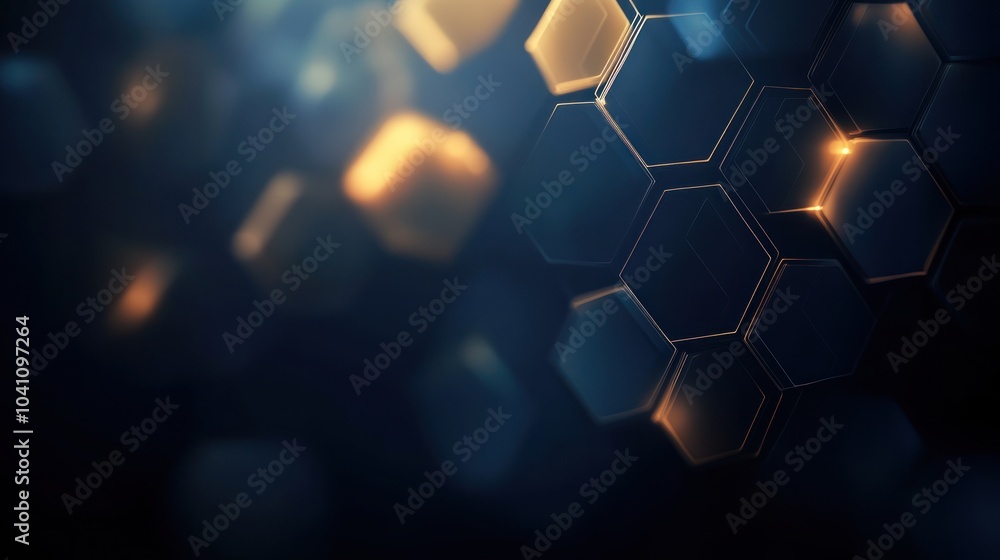 Poster abstract hexagon pattern with warm glow