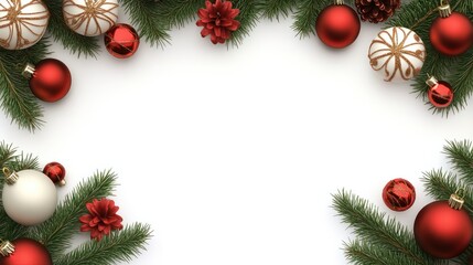 White background with christmas decorations