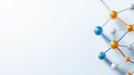 Molecular structure, colorful atoms on white isolated background.