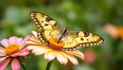 Obraz premium A butterfly is sitting on a flower