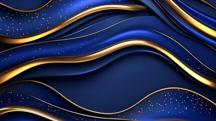 majestic royal blue background design, graceful golden wave elements, sophisticated text styling, celestial starlight effect, premium celebration aesthetic