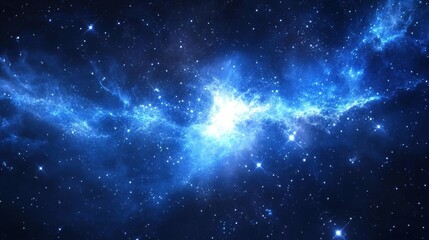 Naklejka premium Captivating Blue Cosmic Nebula in Starry Background