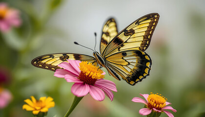 Obraz premium A butterfly is sitting on a flower