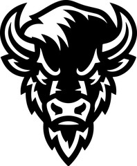 Illustration of wild bison. Design element for logo, label, sign. Vector illustration