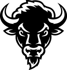 Illustration of wild bison. Design element for logo, label, sign. Vector illustration