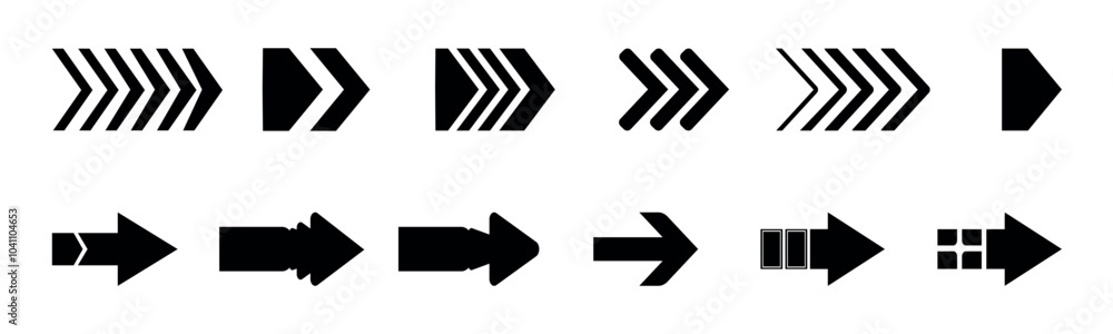 Fototapete arrow icon set. black color modern simple arrows. set different cursor arrow direction vector illust