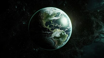 Obraz premium An Earth-like planet symbolizing environmental cleanliness, free from pollution and damage.