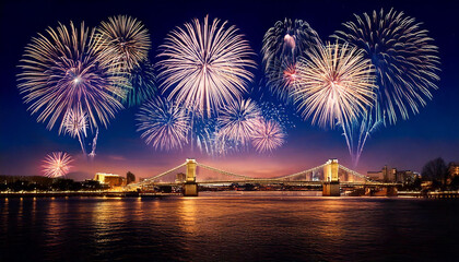 Fototapeta premium fireworks over the city