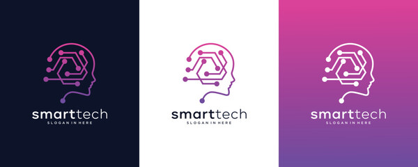 Artificial intelligence. Technology Virtual concept vector logo design