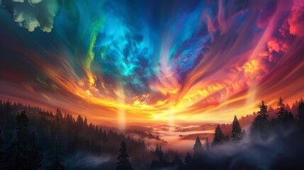 Fototapeta premium Eerie Otherworldly Sky with Vibrant Colors