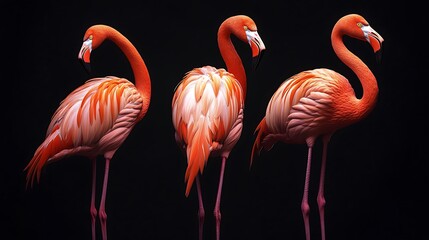 Naklejka premium Majestic Flamingos Striking Elegant Poses in Tranquil Scene Image