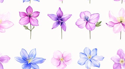 Fototapeta premium Delicate Floral Patterns in Soft Pastel Colors for Design Inspiration
