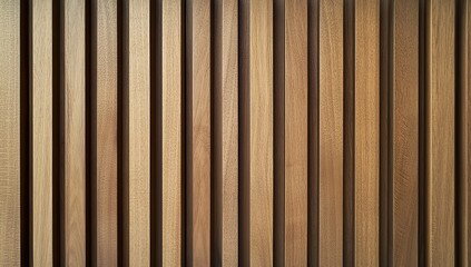 Obraz premium A close-up of the texture and pattern on vertical slats in an oak wood wall