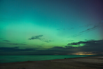 aurora borealis, northern lights above baltic sea in poland, stegna, october 2024