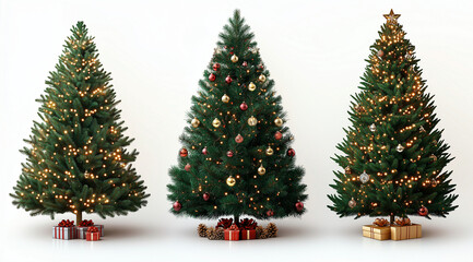 Fototapeta premium Three holiday, Christmas trees, created using Generative AI technology.