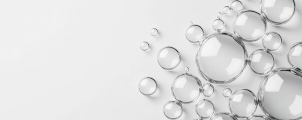 Floating oxygen bubbles in a clear liquid, creating a serene backdrop for your text on the side.