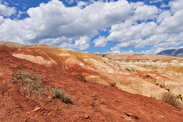 Multi-coloured rock formations. Mountain Altai.