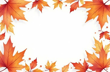 Fototapeta premium Autumn background with watercolor leaves and white space for text, beautiful autumn background with copy feminine spaces for decoration and design on the theme of fall season and nature