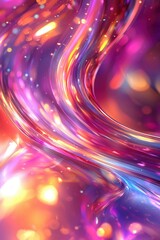 Abstract Background with Shiny, Wavy, Multicolored Lines and Bokeh Lights
