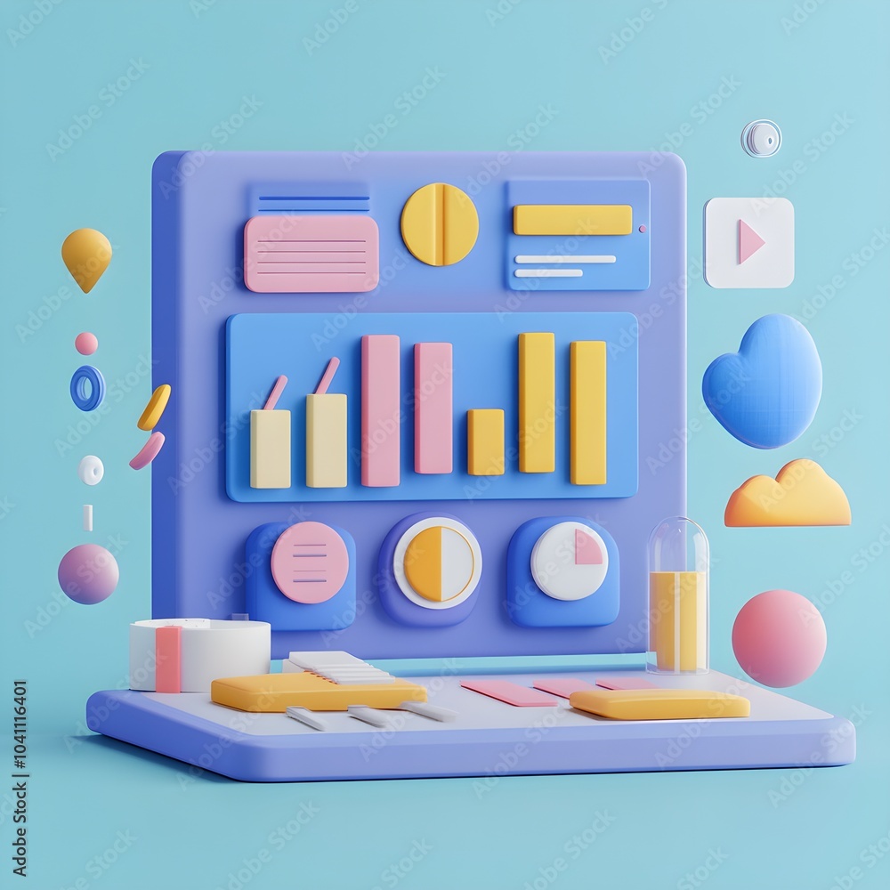 Poster colorful 3d ui design elements user interface design