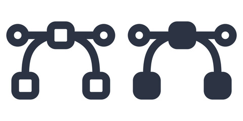 Bezier Curve simple icons set designed in filled, outline, line and stroke style