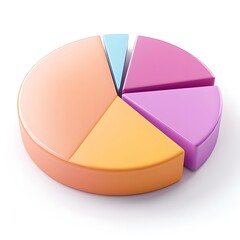 Obraz premium 3D Pie Chart with Orange Pink and Blue Sections