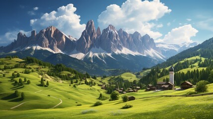 Fototapeta premium Majestic alpine ridge in switzerland at sunset with snow-capped peaks and scenic rolling hills overlooking a tranquil valley